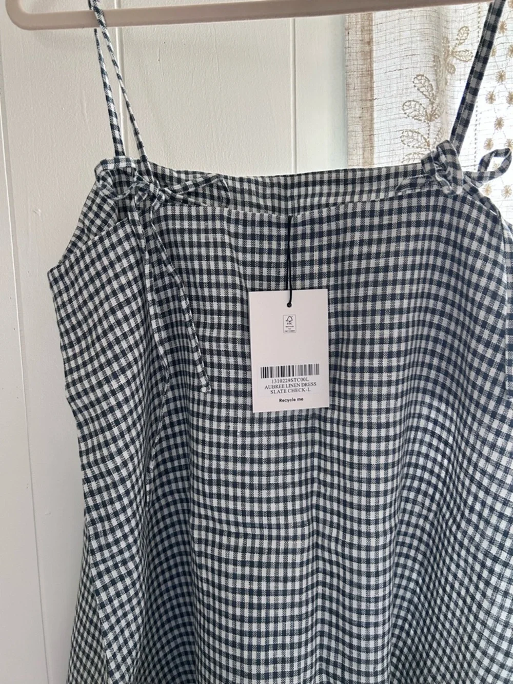 Reformation Navy & White Gingham Mini Slip Dress - Picture 3 of 4